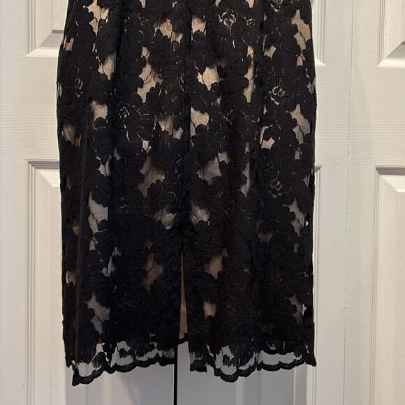 Joseph Ribkoff Black/Gold Lace‎ Sleeveless Moire Waist Midi Dress Size 10 - Picture 11 of 16